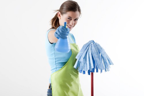 Professional cleaner preparing for a one-off deep clean in a living room