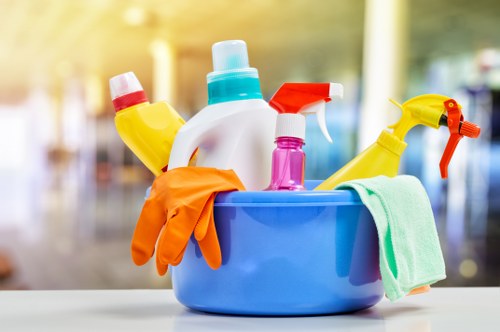 Cleaning supplies and eco-friendly products organized for turnover