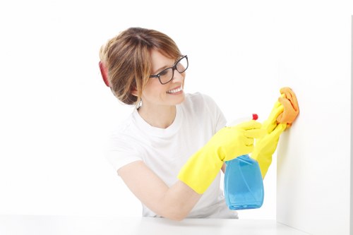Office workspace maintained through regular cleaning practices