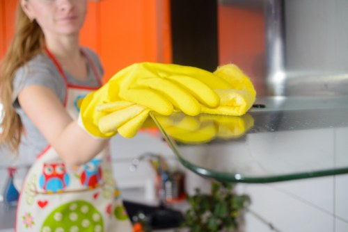 Cleaning team working on a kitchen oven during a one-off clean